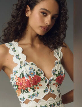 Farm Rio NEW Bloom Garden Off White Midi Dress, Med